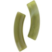 Perlas tubo curvadas de acrílico opaco 32x8 mm - Aguacate jaspeado x6