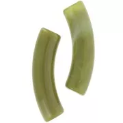 Perlas tubo curvadas de acrílico opaco 32x8 mm - Aguacate jaspeado x6