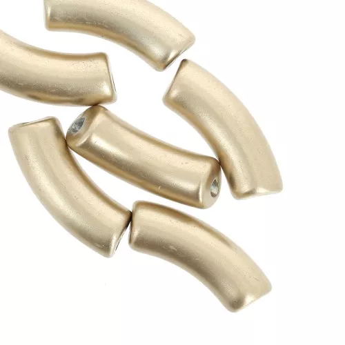 Cuentas tubo curvadas 35x11 mm en acrílico opaco - Oro mate x6