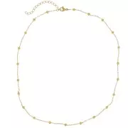 Forçat gargantilla de malla con pequeñas bolas de 3 mm - 304L Dorado de acero inoxidable x46cm