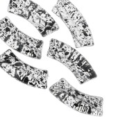 Perlas de tubo curvado 35x11 mm en acrílico transparente - Negro jaspeado x6