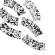 Perlas de tubo curvado 35x11 mm en acrílico transparente - Negro jaspeado x6