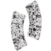 Perlas de tubo curvado 35x11 mm en acrílico transparente - Negro jaspeado x6