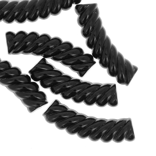 Perlas de tubo curvado de 32x8 mm en acrílico opaco - Negro x6