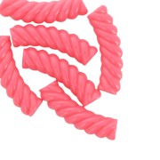 Tubo curvado retorcido 32x8 mm perlas en acrílico opaco - Rosa fluorescente x6