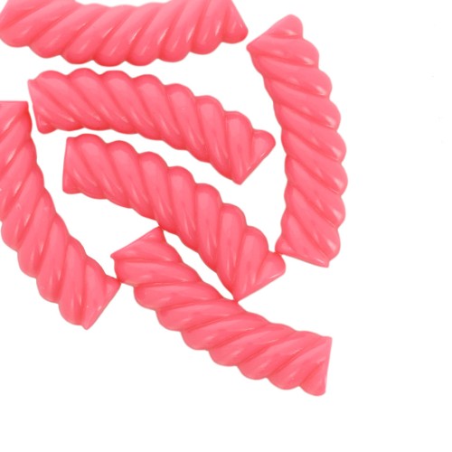 Tubo curvado retorcido 32x8 mm perlas en acrílico opaco - Rosa fluorescente x6