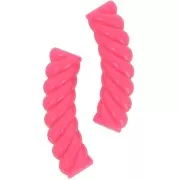 Perlas de tubo curvado retorcido en acrílico opaco 32x8 mm - Rosa fluorescente x6