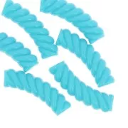 32x8 mm cuentas de tubo curvado retorcido en acrílico opaco - urquoise x6