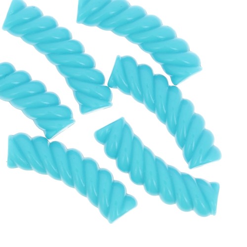 32x8 mm cuentas de tubo curvado retorcido en acrílico opaco - urquoise x6