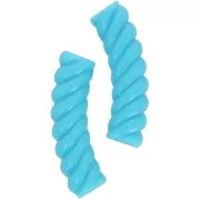 Cuentas de tubo curvadas y retorcidas de acrílico opaco 32x8 mm - Turquesa x6