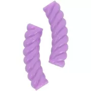 Cuentas de tubo curvado retorcido en acrílico opaco 32x8 mm - Violeta x6