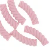 Cuentas de tubo curvadas y retorcidas de acrílico opaco 32x8 mm - Rosa claro x6