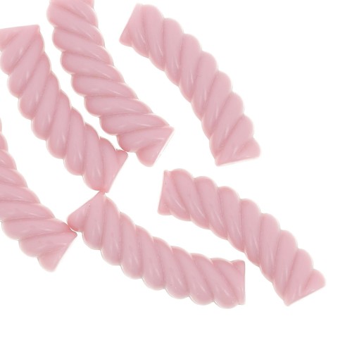 Perlas de tubo curvado de 32x8 mm en acrílico opaco - Rosa claro x6
