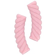 Cuentas de tubo curvadas y retorcidas de acrílico opaco 32x8 mm - Rosa claro x6