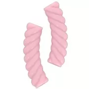 Cuentas de tubo curvadas y retorcidas de acrílico opaco 32x8 mm - Rosa claro x6