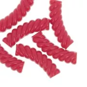 Perlas de tubo curvado de 32x8 mm en acrílico opaco - Rojo x6