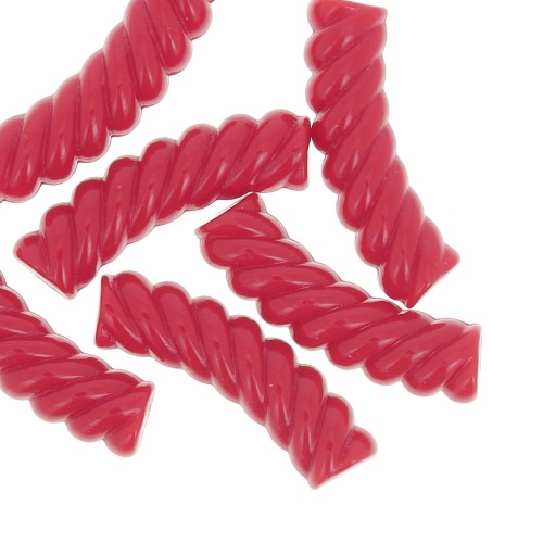 Perlas de tubo curvado de 32x8 mm en acrílico opaco - Rojo x6