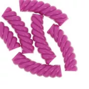 Cuentas de tubo curvado retorcido en acrílico opaco 32x8 mm - Fucsia x6