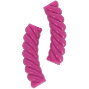Cuentas de tubo curvado retorcido en acrílico opaco 32x8 mm - Fucsia x6