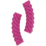Cuentas de tubo curvado retorcido en acrílico opaco 32x8 mm - Fucsia x6