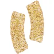 Cuentas acrílicas transparentes tubo curvo 35x11 mm - Purpurina dorada x6