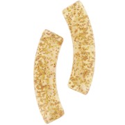 Cuentas acrílicas transparentes 32x8 mm tubo curvado - Purpurina dorada x6