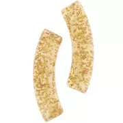 Cuentas acrílicas transparentes 32x8 mm tubo curvado - Purpurina dorada x6