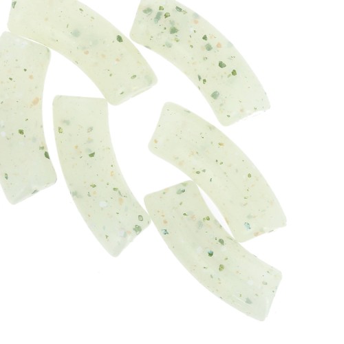 Tubo de cuentas curvadas 35x11 mm en acrílico translúcido - Light Green Glitter x6