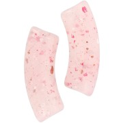 Cuentas de tubo curvadas de acrílico translúcido 35x11mm Rosa Claro Purpurina x6