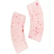 Cuentas de tubo curvadas de acrílico translúcido 35x11mm Rosa Claro Purpurina x6