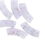 Perlas de tubo curvado 35x11 mm en acrílico translúcido - Violet Glitter x6