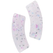 Cuentas de tubo curvadas en acrílico translúcido 35x11mm Violeta Glitter x6