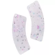 Cuentas de tubo curvadas en acrílico translúcido 35x11mm Violeta Glitter x6