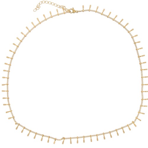 Gargantilla de malla y baras 6.8 mm - 304L Dorado acero inoxidable x46cm