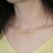 Gargantilla de malla y baras 6.8 mm - 304L Dorado acero inoxidable x46cm