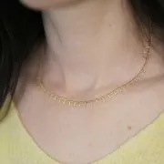 Gargantilla de malla y baras 6.8 mm - 304L Dorado acero inoxidable x46cm