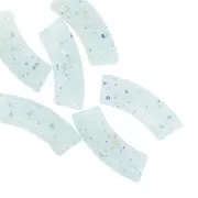 Perlas tubo curvadas 35x11 mm en acrílico translúcido - Light Blue Glitter x6