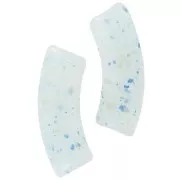Perlas tubo curvadas 35x11 mm en acrílico translúcido - Light Blue Glitter x6