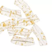 Perlas acrílicas transparentes 35x11 mm tubo curvo - Moteado dorado x6