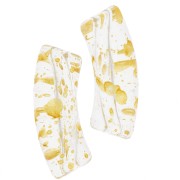 Cuentas acrílicas transparentes tubo curvo 35x11 mm - Moteado dorado x6