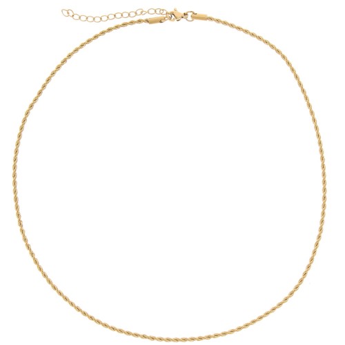 Malla gargantilla cuerda 2 mm - 304L Dorado acero inoxidable x46cm