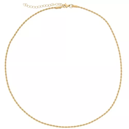 Malla gargantilla cuerda 2 mm - 304L Dorado acero inoxidable x46cm
