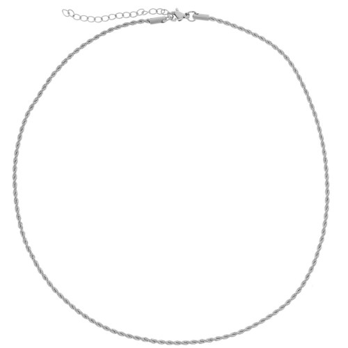 Gargantilla de malla Cuerda 2 mm - Acero inoxidable 304L x46cm