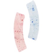 Cuentas acrílicas transparentes 32x8 mm tubo curvado - Purpurina multicolor x6