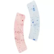 Cuentas acrílicas transparentes 32x8 mm tubo curvado - Purpurina multicolor x6