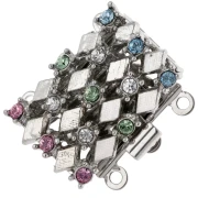 Cierre 3 strass PureCrystal 20mm Multicolor/Blanco bronce x1