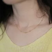 10 Forçat collares limados y pequeñas bolas 3mm - 304L Dorado acero inoxidable x46cm