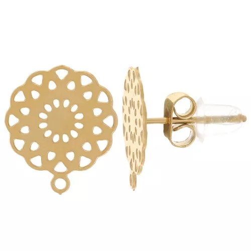 Pendientes rosetón - Anillo cerrado 11 mm - Acero inoxidable Dorado 304L x10
