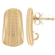 Pendientes de diseño texturizado 17x9 mm - Acero inoxidable dorado 304L x2