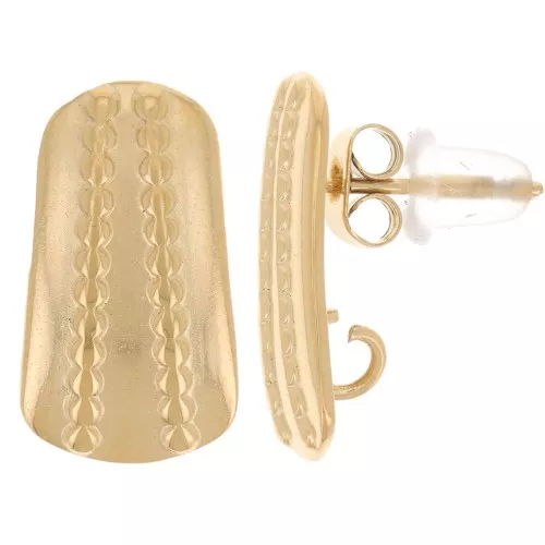 Pendientes de diseño texturizado 17x9 mm - Acero inoxidable dorado 304L x2